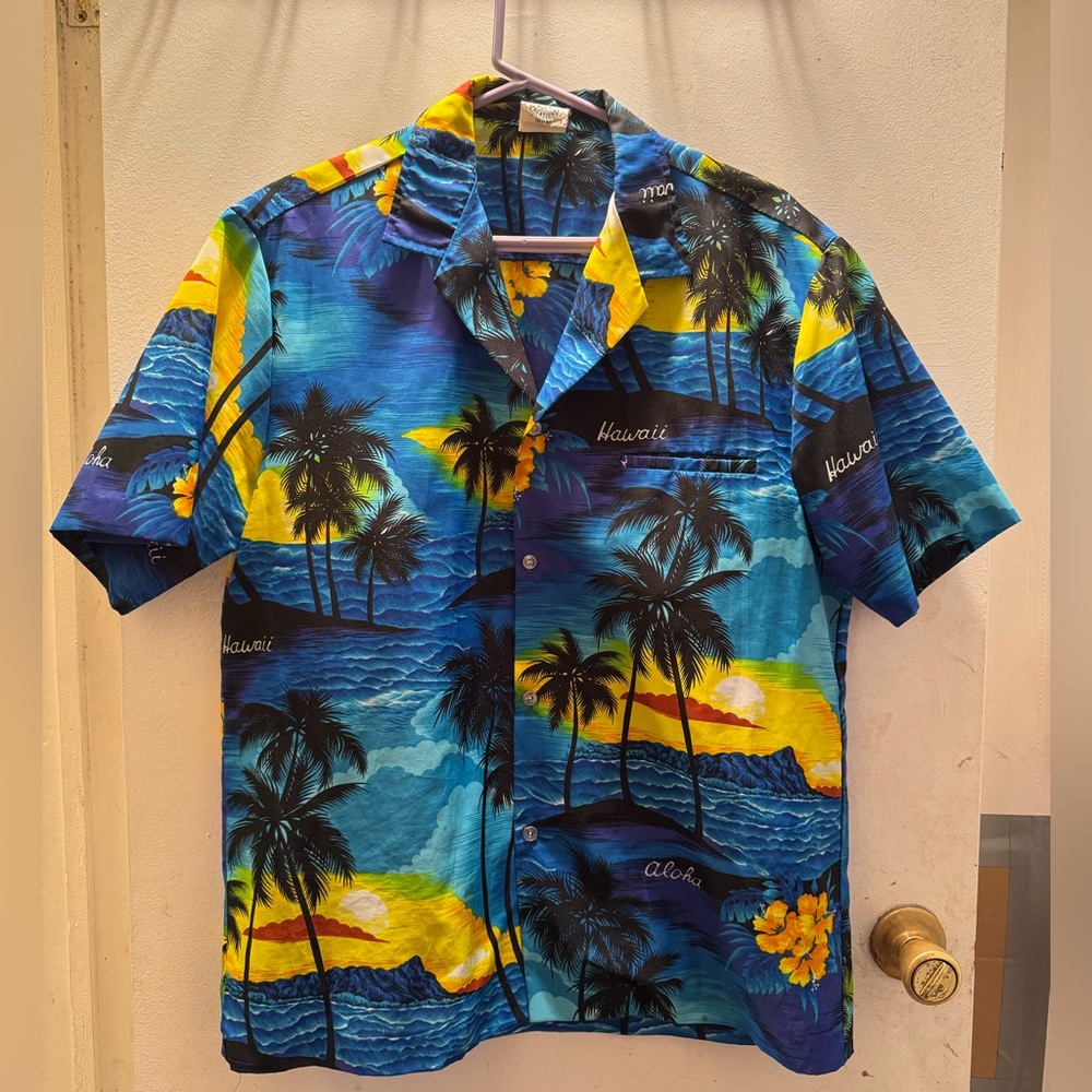 Hawaiian Blue and Yellow Men's Casual Shirt